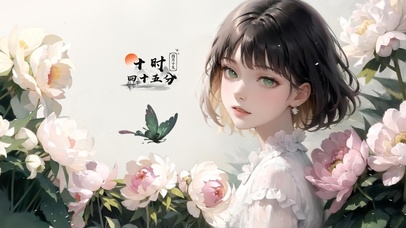 国风 牡丹蝴蝶少女