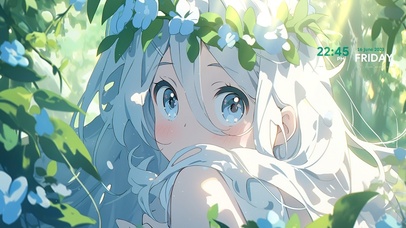 夏日花丛回眸的少女