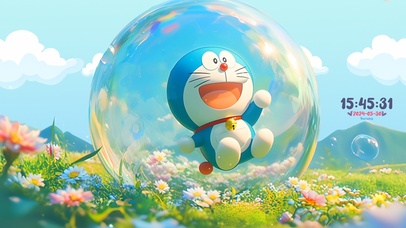 草地可爱叮当猫