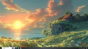 唯美晚霞湖泊