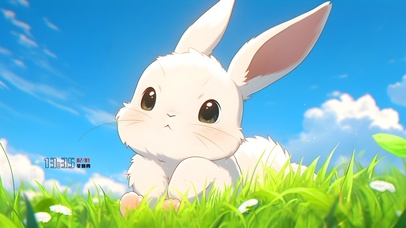 草地可爱小白兔