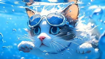 水中可爱猫咪