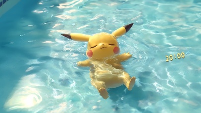 泳池漂流的皮卡丘