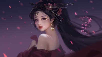 4K古风落花美人