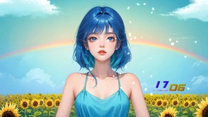 可爱蓝发清纯少女