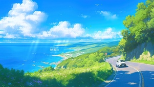 4K护眼春天公路海景