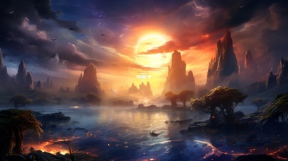 4k高清湖光落日