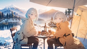 雪地露营少女