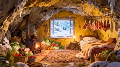 岩洞中温暖的家