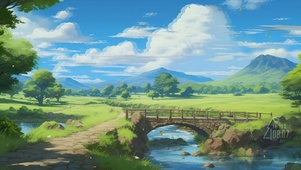护眼小桥溪流