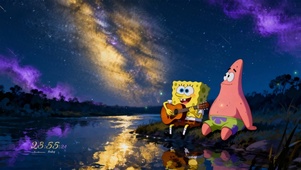 紫色星空下海绵宝宝派大星