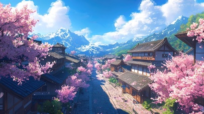 蓝天下的春日小城