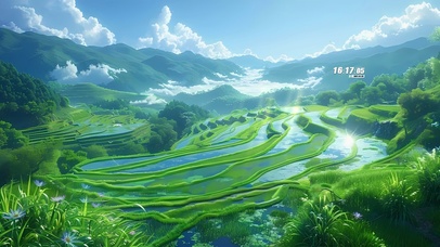 青山白云梯田 4K