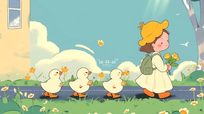 带着小鸭春游去