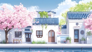 清新樱花街道