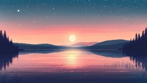 星空下的静谧湖泊