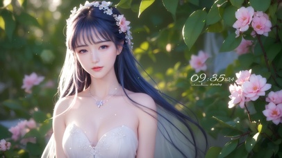 小清新唯美蓝发古风女生