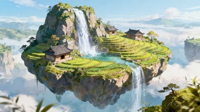 空中瀑布梯田小屋