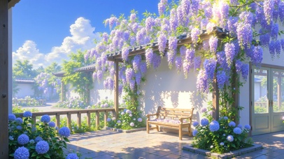 紫院清风花满架