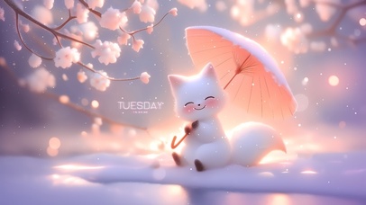 可爱雪景小狐狸