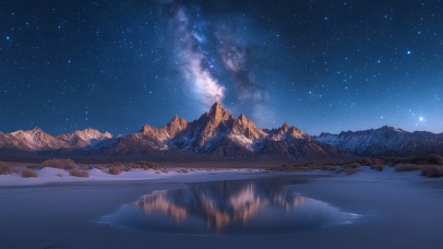 雪山湖畔的璀璨星河