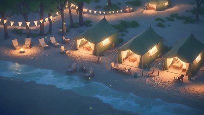 夜晚沙滩露营地