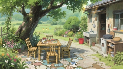 绿色护眼乡村午后