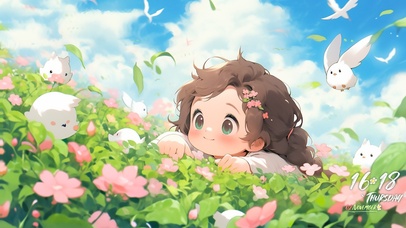 草地上的可爱小女孩