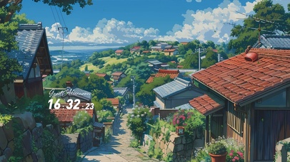 护眼蓝天白云树木