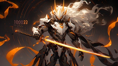 酷炫银发机甲战士