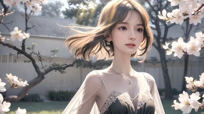 樱花树下的少女