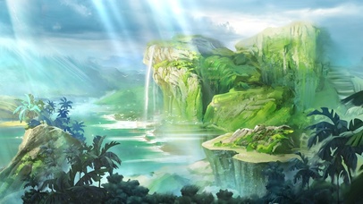 唯美青山绿水油画风景