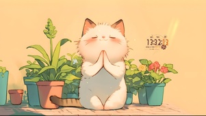 虔诚祈福小猫
