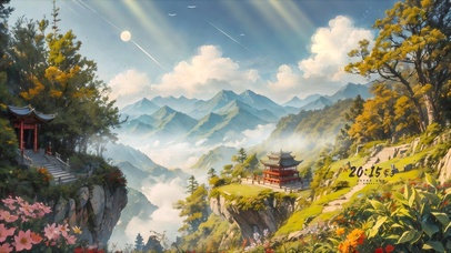 唯美古风山中阁楼