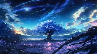 4K唯美治愈梦幻星空樱花树