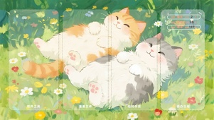 清新治愈分区桌面（猫猫）