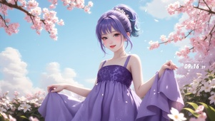 夏日清新紫发女孩