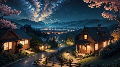 4K唯美治愈星空夜晚村庄木屋