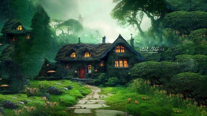 治愈护眼雨天森林村庄小屋