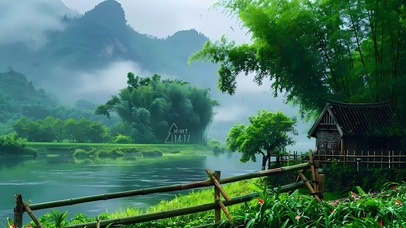 小清新绿色河流