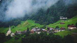 4k 治愈护眼雨天山间村庄