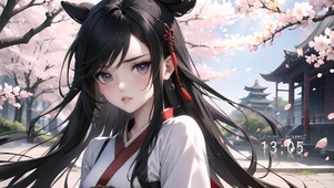 后院古风樱花少女