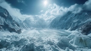 清晨积雪山谷