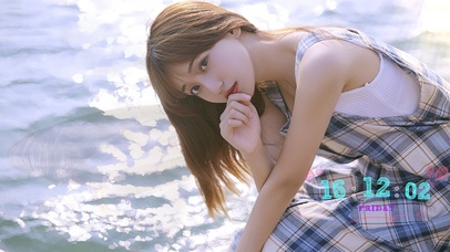 河边 长发清纯美女