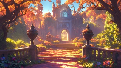 唯美秋日宫殿花园