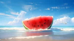清凉夏日 海岸西瓜