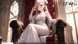 4k王座白毛礼服美少女