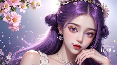 唯美治愈气质紫发少女