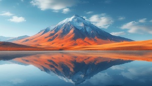 沙漠雪山平湖