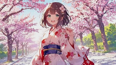 可爱的和服少女